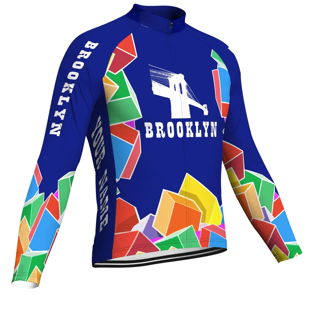 Customized Brooklyn Men's Winter Thermal Fleece Cycling Jersey Long Sleeve
