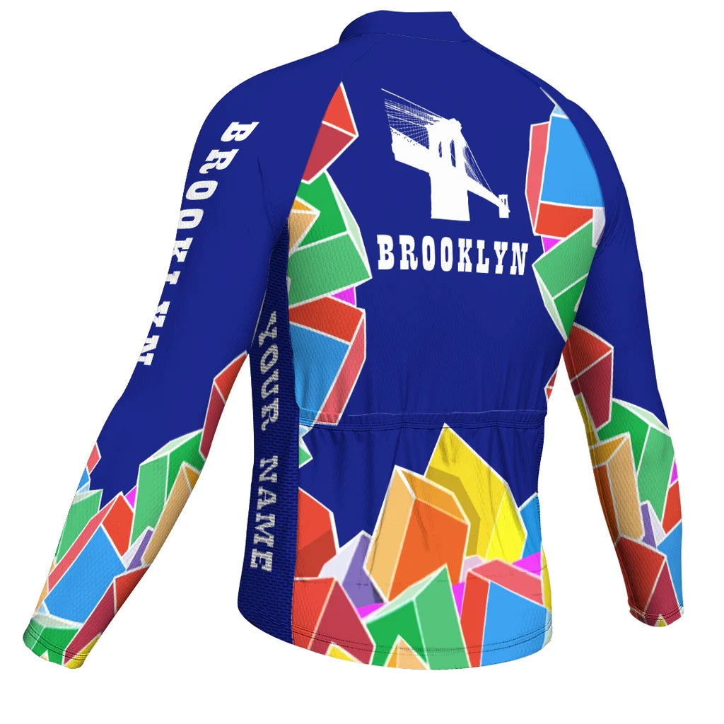 Customized Brooklyn Men's Winter Thermal Fleece Cycling Jersey Long Sleeve