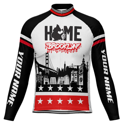 Customized Brooklyn Men's Winter Thermal Fleece Cycling Jersey Long Sleeve