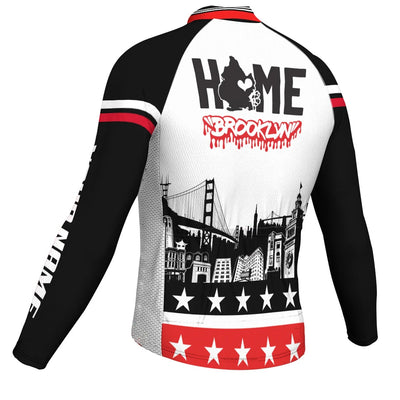 Customized Brooklyn Men's Winter Thermal Fleece Cycling Jersey Long Sleeve