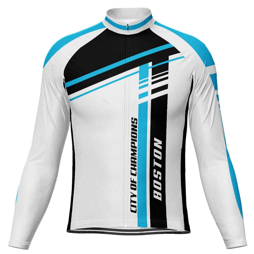 Customized Boston Men's Winter Thermal Fleece Cycling Jersey Long Sleeve