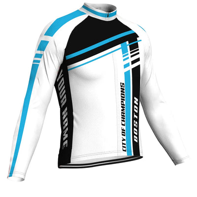 Customized Boston Men's Winter Thermal Fleece Cycling Jersey Long Sleeve