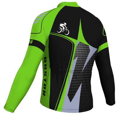 Customized Boston Men's Winter Thermal Fleece Cycling Jersey Long Sleeve