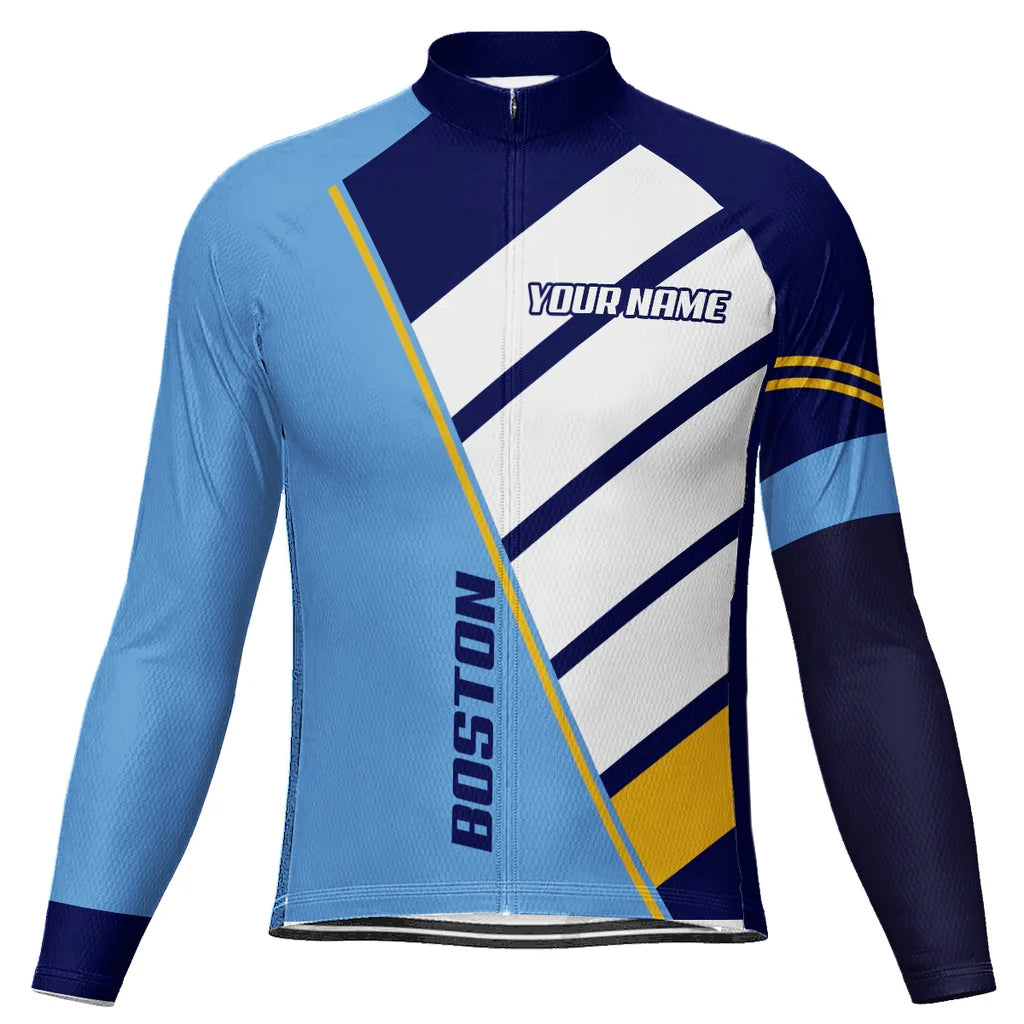 Customized Boston Men's Winter Thermal Fleece Cycling Jersey Long Sleeve