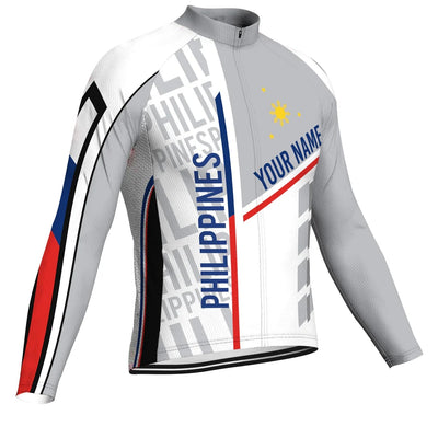 Customized Philippines Men's Winter Thermal Fleece Cycling Jersey Long Sleeve