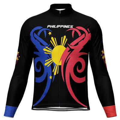 Customized Philippines Men's Winter Thermal Fleece Cycling Jersey Long Sleeve