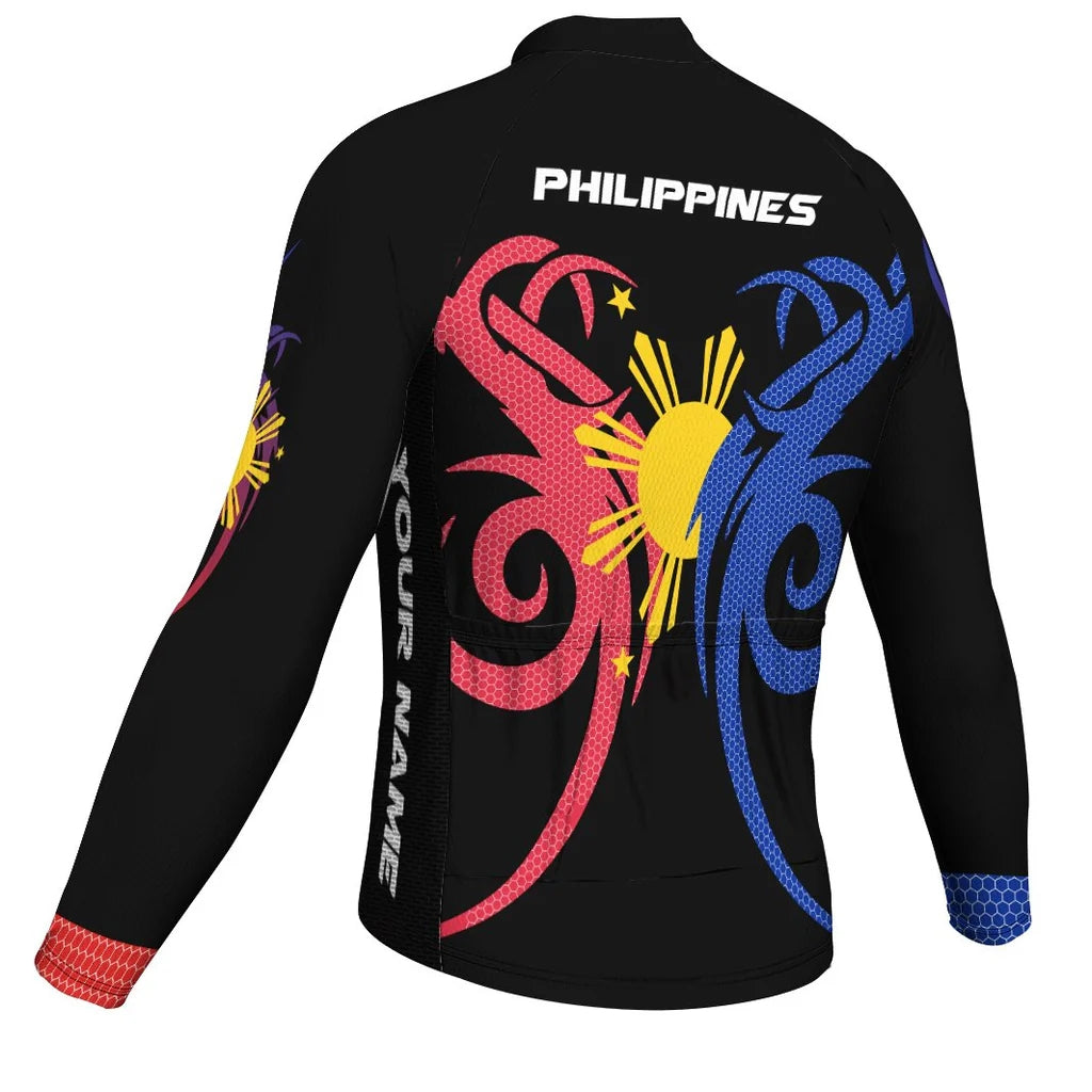 Customized Philippines Men's Winter Thermal Fleece Cycling Jersey Long Sleeve