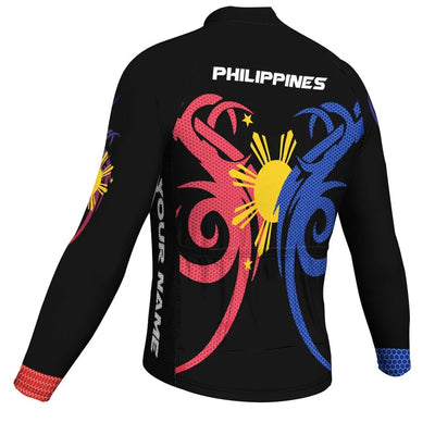Customized Philippines Men's Winter Thermal Fleece Cycling Jersey Long Sleeve