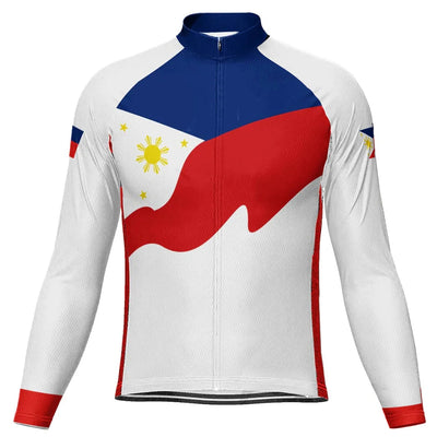 Customized Philippines Men's Winter Thermal Fleece Cycling Jersey Long Sleeve