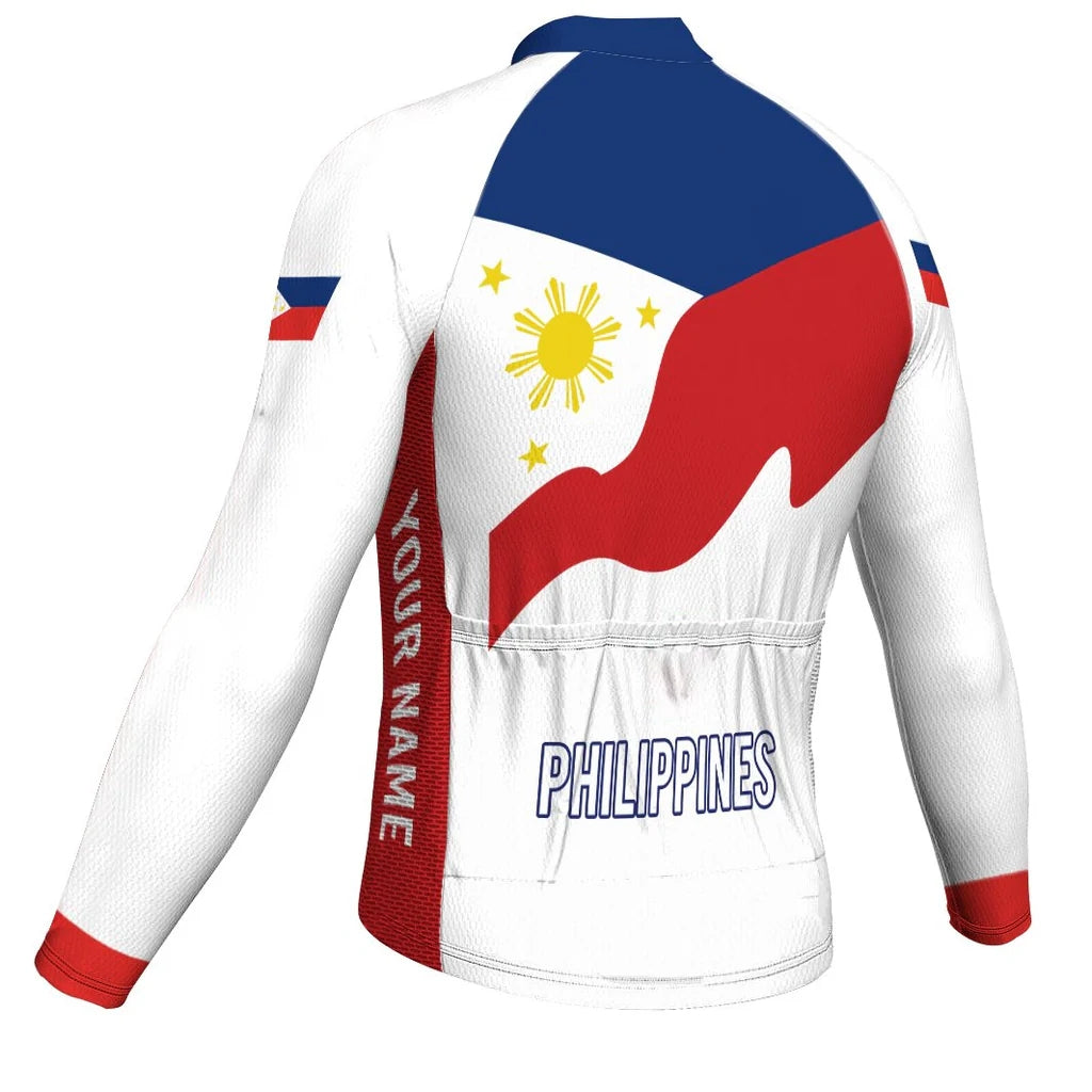Customized Philippines Men's Winter Thermal Fleece Cycling Jersey Long Sleeve