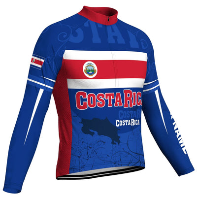 Customized Costa Rica Men's Winter Thermal Fleece Cycling Jersey Long Sleeve