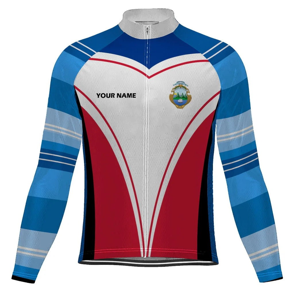 Customized Costa Rica Men's Winter Thermal Fleece Cycling Jersey Long Sleeve