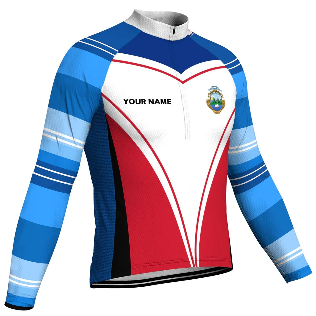 Customized Costa Rica Men's Winter Thermal Fleece Cycling Jersey Long Sleeve