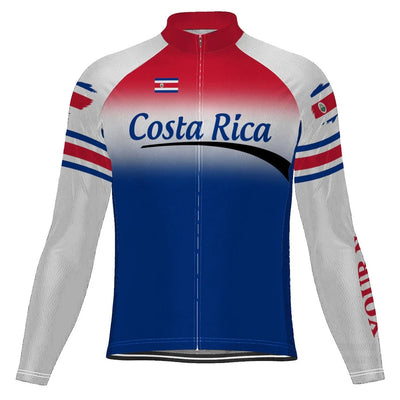 Customized Costa Rica Men's Winter Thermal Fleece Cycling Jersey Long Sleeve