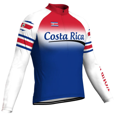 Customized Costa Rica Men's Winter Thermal Fleece Cycling Jersey Long Sleeve