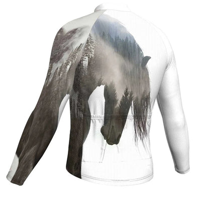 Customized Horse Men's Winter Thermal Fleece Cycling Jersey Long Sleeve