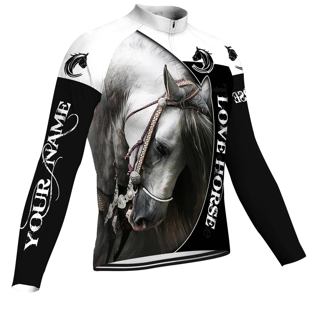 Customized Horse Men's Cycling Jersey Long Sleeve