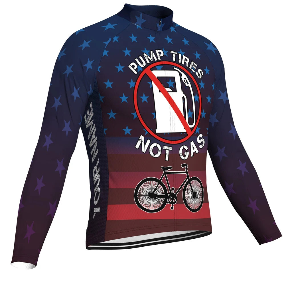 Customized Gas Men's Winter Thermal Fleece Cycling Jersey Long Sleeve