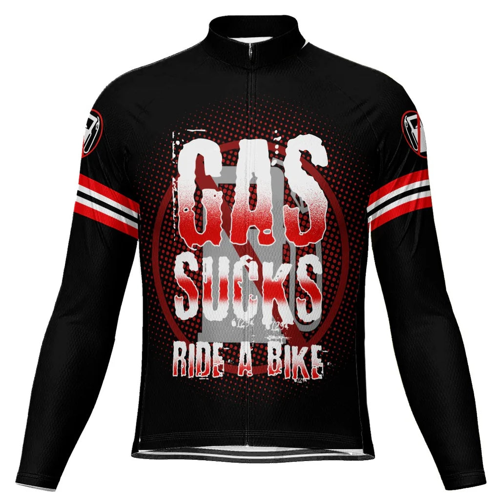 Customized Gas Men's Winter Thermal Fleece Cycling Jersey Long Sleeve