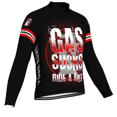 Customized Gas Men's Winter Thermal Fleece Cycling Jersey Long Sleeve