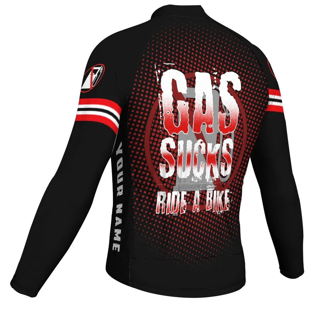 Customized Gas Men's Winter Thermal Fleece Cycling Jersey Long Sleeve