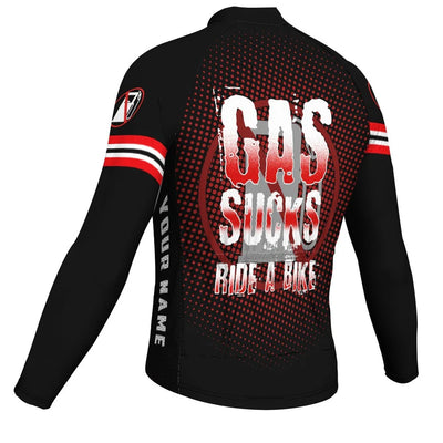 Customized Gas Men's Winter Thermal Fleece Cycling Jersey Long Sleeve
