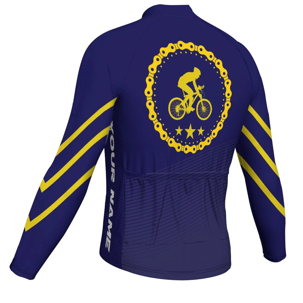 Customized Gas Men's Winter Thermal Fleece Cycling Jersey Long Sleeve