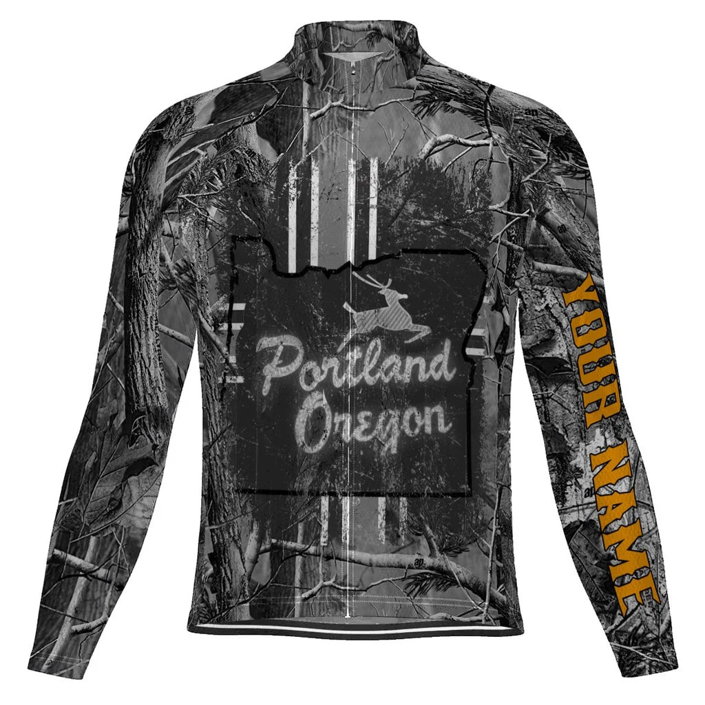 Customized Portland Men's Winter Thermal Fleece Cycling Jersey Long Sleeve