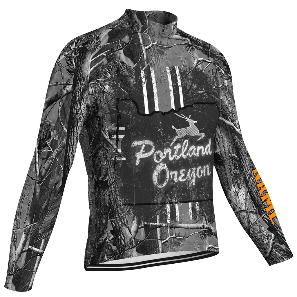 Customized Portland Men's Winter Thermal Fleece Cycling Jersey Long Sleeve