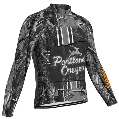 Customized Portland Men's Winter Thermal Fleece Cycling Jersey Long Sleeve