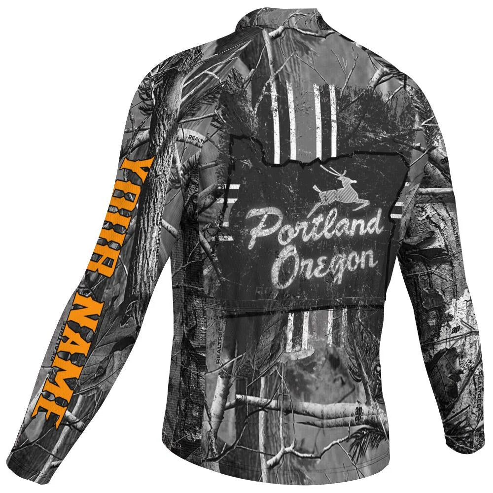 Customized Portland Men's Winter Thermal Fleece Cycling Jersey Long Sleeve