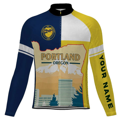 Customized Portland Men's Winter Thermal Fleece Cycling Jersey Long Sleeve