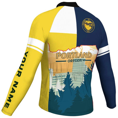 Customized Portland Men's Winter Thermal Fleece Cycling Jersey Long Sleeve