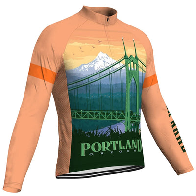 Customized Portland Men's Winter Thermal Fleece Cycling Jersey Long Sleeve