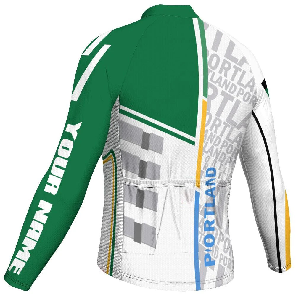 Customized Portland Men's Winter Thermal Fleece Cycling Jersey Long Sleeve