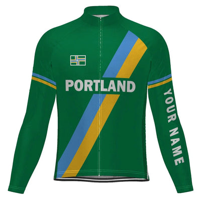 Customized Portland Men's Winter Thermal Fleece Cycling Jersey Long Sleeve