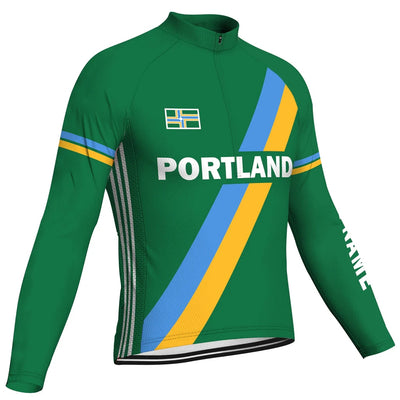 Customized Portland Men's Winter Thermal Fleece Cycling Jersey Long Sleeve