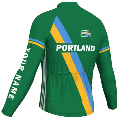 Customized Portland Men's Winter Thermal Fleece Cycling Jersey Long Sleeve