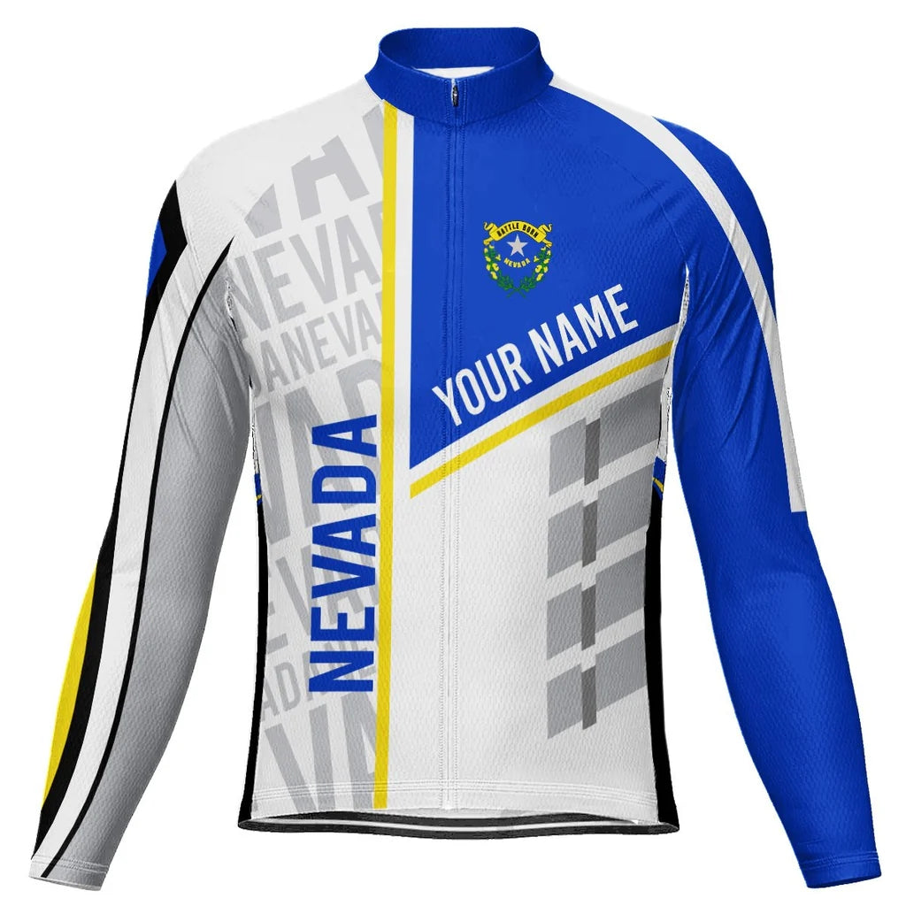 Customized Nevada Men's Winter Thermal Fleece Cycling Jersey Long Sleeve