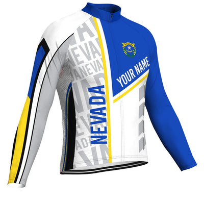 Customized Nevada Men's Winter Thermal Fleece Cycling Jersey Long Sleeve