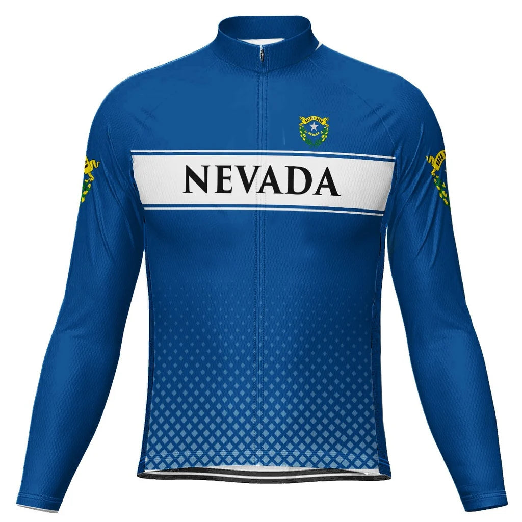 Customized Nevada Men's Winter Thermal Fleece Cycling Jersey Long Sleeve