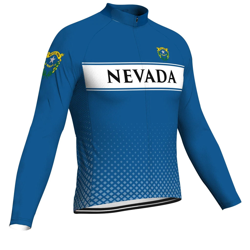 Customized Nevada Men's Winter Thermal Fleece Cycling Jersey Long Sleeve