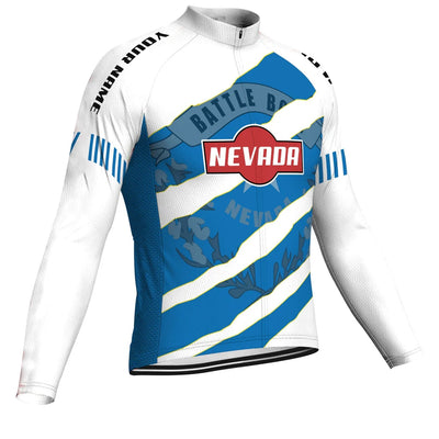 Customized Nevada Men's Winter Thermal Fleece Cycling Jersey Long Sleeve