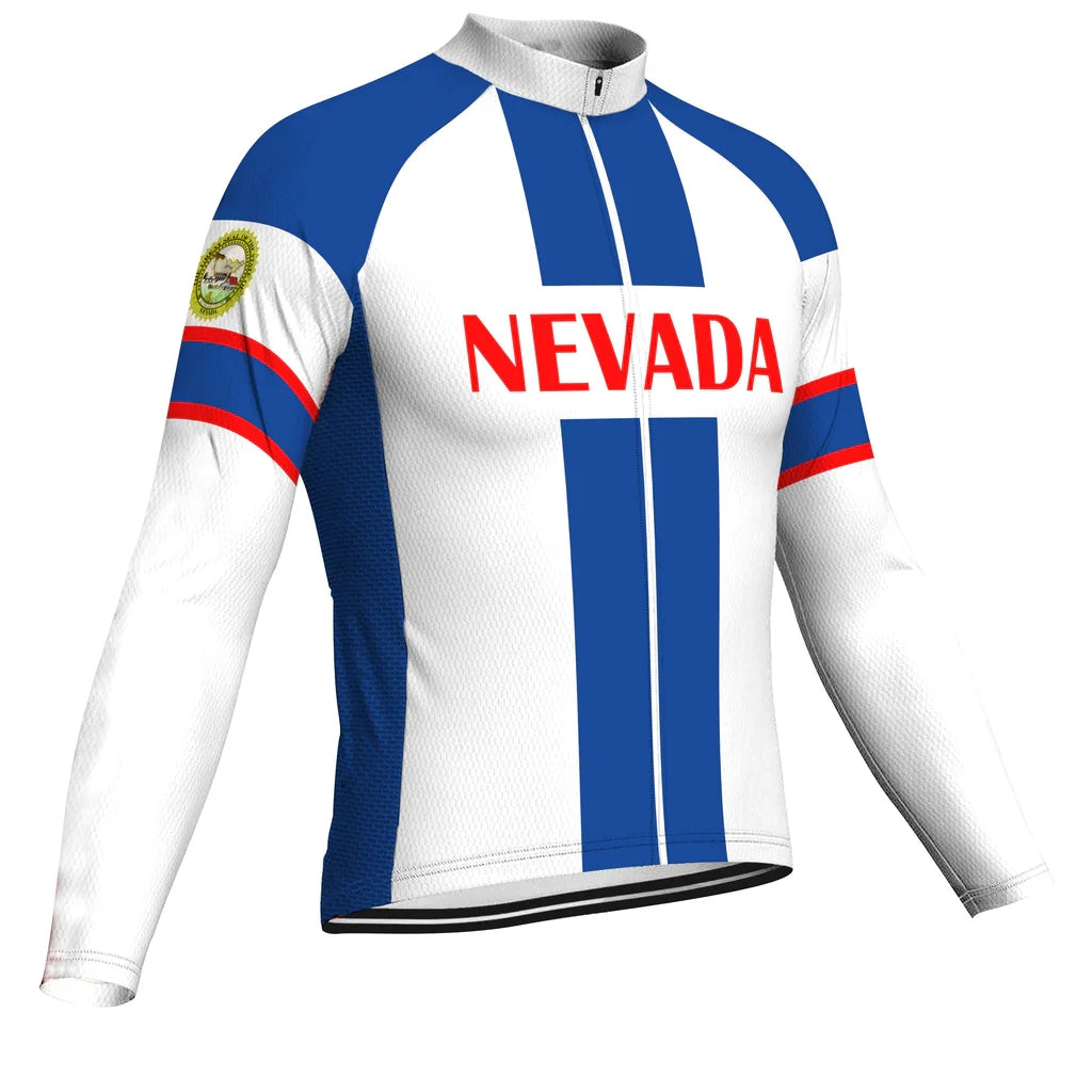 Customized Nevada Men's Winter Thermal Fleece Cycling Jersey Long Sleeve