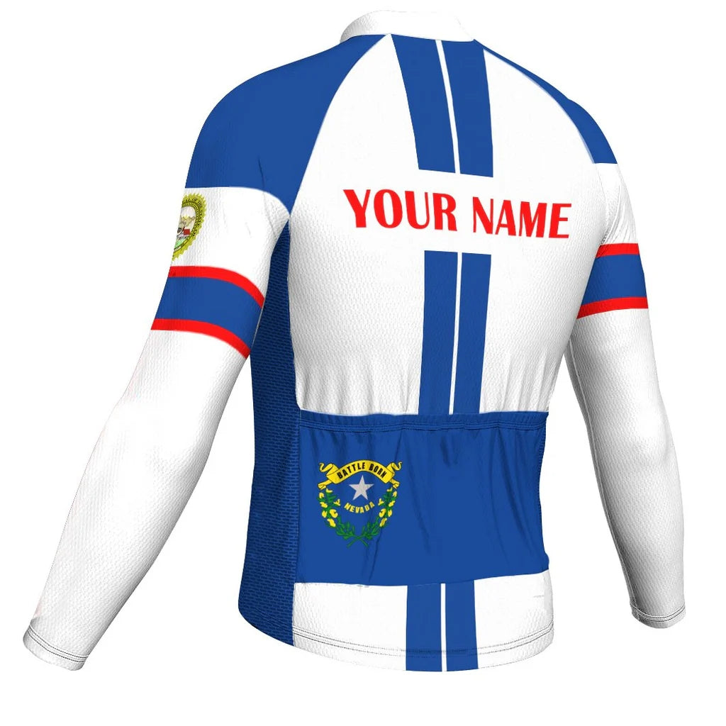 Customized Nevada Men's Winter Thermal Fleece Cycling Jersey Long Sleeve