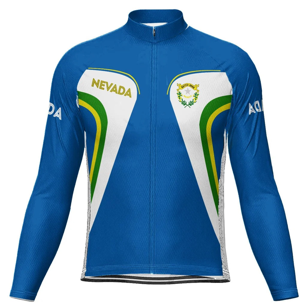 Customized Nevada Men's Winter Thermal Fleece Cycling Jersey Long Sleeve