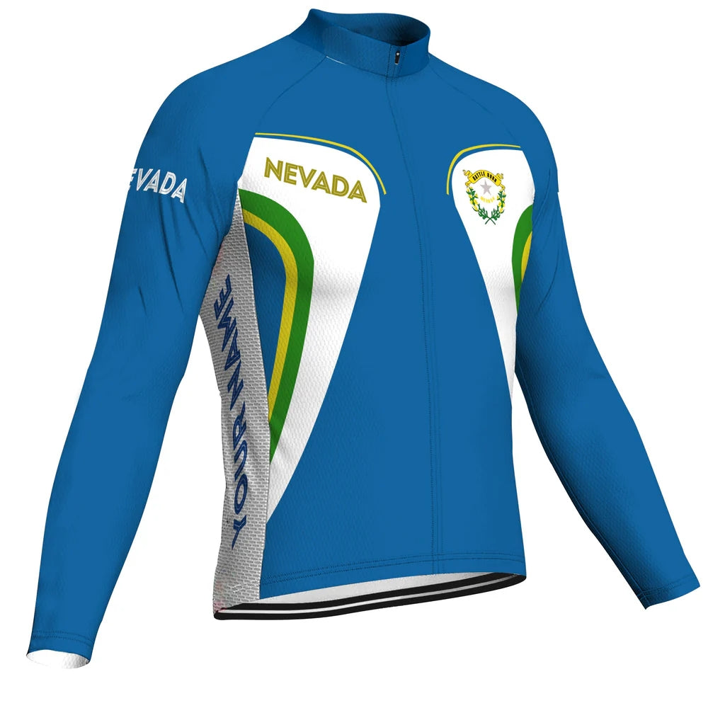 Customized Nevada Men's Winter Thermal Fleece Cycling Jersey Long Sleeve
