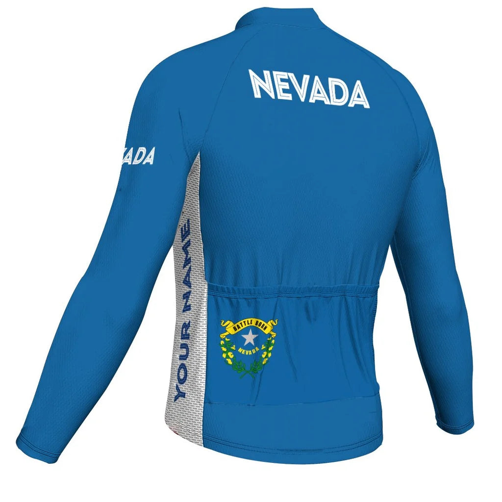 Customized Nevada Men's Winter Thermal Fleece Cycling Jersey Long Sleeve