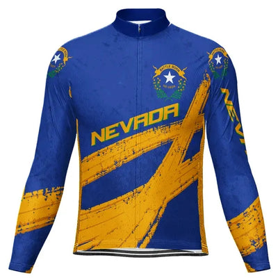 Customized Nevada Men's Winter Thermal Fleece Cycling Jersey Long Sleeve