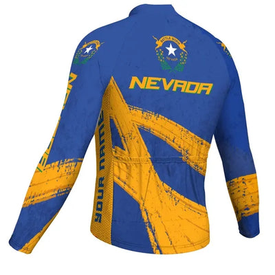 Customized Nevada Men's Winter Thermal Fleece Cycling Jersey Long Sleeve